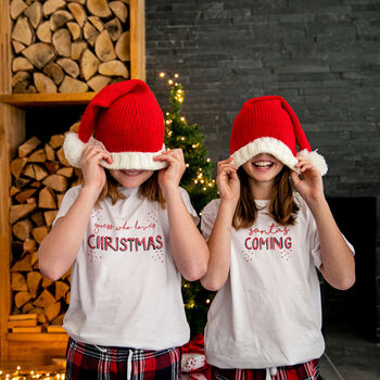 Personalised Seasons Greetings Christmas Pyjama Set, 5 of 8