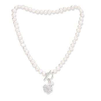 Vita Pearl Necklace With Silver Cherry Blossom Charm, 2 of 4