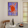 Crab On Blue Tablecloth Seafood Illustration Kitchen Poster, thumbnail 1 of 12