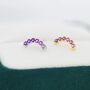 Ombre Amethyst Purple Cz Curved Bar Stud Earrings, thumbnail 5 of 11