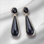 Geometric Resin Black Dangle Statement Earrings, thumbnail 1 of 3