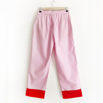 Pink And Red Cotton Pyjama Bottoms, Pink Pyjamas, 5 of 7