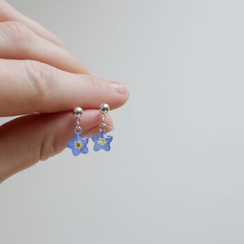 Forget Me Not Silver Or 24ct Gold Plated Dangle Studs, 2 of 5