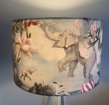 Fantasy Elephant Velvet Lampshade With Hot Air Balloons, 2 of 4