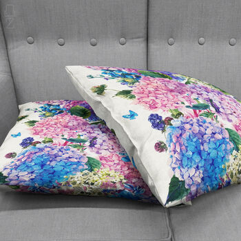 Hydrangea Floral Cushion Cover With Blue And Pink, 4 of 7