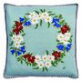 Edelweiss Wreath Christmas Cushion In Luxury Wool, thumbnail 3 of 4