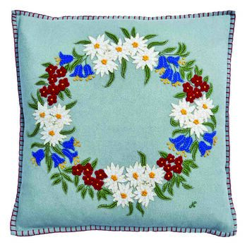 Edelweiss Wreath Christmas Cushion In Luxury Wool, 3 of 4