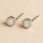 Sterling Silver White Opal Textured Stud Earrings, thumbnail 8 of 8