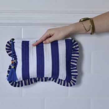 Personalised Blue Seashell And Stripe Quilted Washbag, 3 of 4