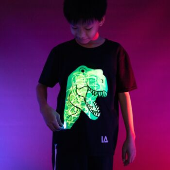 T Rex Dinosaur Interactive Glow In The Dark T Shirt, 8 of 12