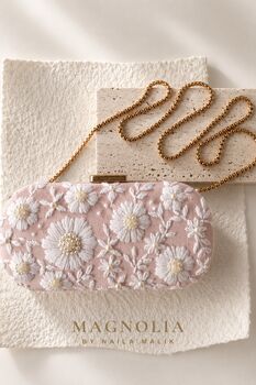 Pink Sands | Blush Embroidered Clutch Bag, 5 of 8