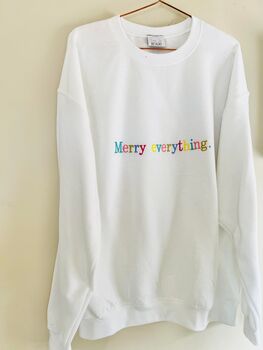 Merry Everything Embroidered Christmas Jumper, 5 of 5