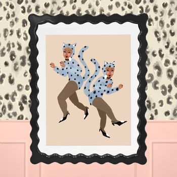 Cat Women Blue Catsuit Art Print, 2 of 2