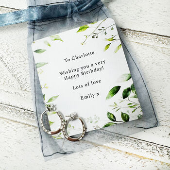 Sterling Silver Lucky Horseshoe Hoop Drop Earrings With Butterfly Clasp, 4 of 6