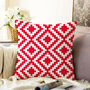 Aztec Theme Cushion Cover With Red And White Colours, thumbnail 1 of 3