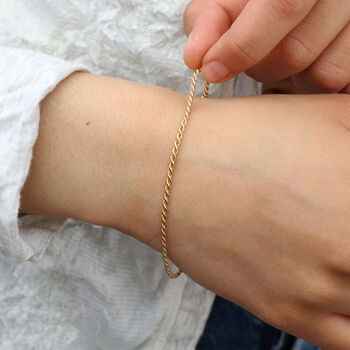 24ct Gold Plated Silver Or Silver Rope Chain Bracelet, 2 of 7