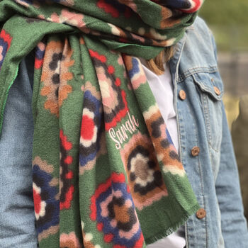 Embroidered Retro Floral Winter Scarf, 3 of 5