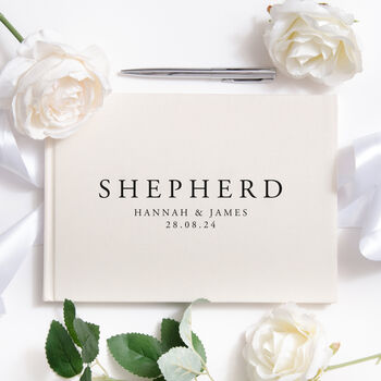 Personalised Wedding Linen Guest Book Surname, 3 of 11