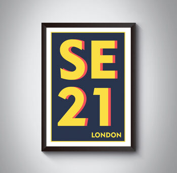Se21 Dulwich, London Postcode Typography Print, 5 of 7