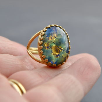 Green And Blue Fire Opal Ring, 3 of 8