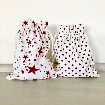 Spotty / Star Cotton Gift Wrap Bag, 2 of 4