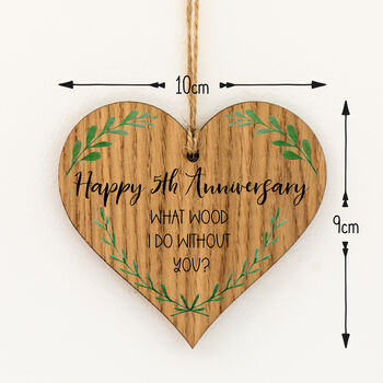Happy 5th Anniversary Token Gift Wooden Heart, 3 of 3