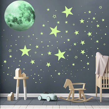 Glow In The Dark Moon Stars, Removable Vinyl Decals, Three Colours, 4 of 8