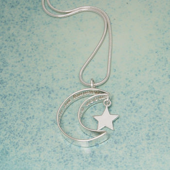 Personalised Secret Message Silver Moon Necklace, 2 of 7