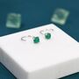 Genuine Green Onyx Huggie Hoop Earrings, thumbnail 3 of 11