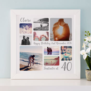 Personalised 40th Birthday Square Photo Collage, 7 of 11