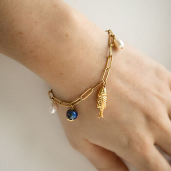 Gold Fish And Pearl Necklace Set Of Two, 6 of 7