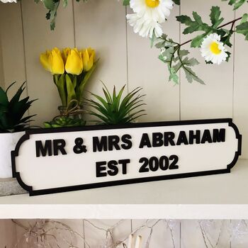 Personalised Wedding Surname Vintage Wooden Road Sign, 3 of 12