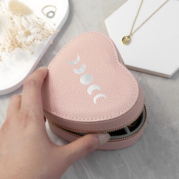 Customisable Moon Phase Pink Heart Jewellery Case, 9 of 10