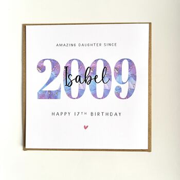 Personalised 17th Birthday Card 2009 Daughter Sister Granddaughter, 2 of 3