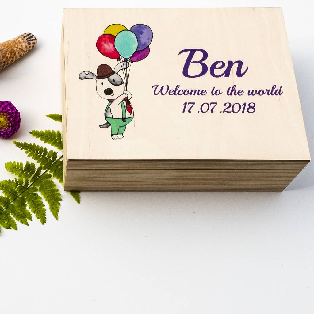 personalised child wooden keepsake box by natural gift store