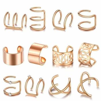 12 Pcs Adjustable Silver Plated Ear Cuff Wrap Ear Band, 4 of 5