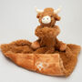 Longhorn Highland Cow Toy Soother With Engraved Heart, thumbnail 7 of 9