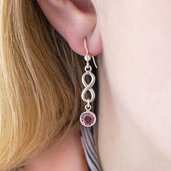 Sterling Silver Infinity Birthstone Earrings, 4 of 12