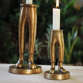 Gold Trouser Candle Holders Small And Large, 5 of 6