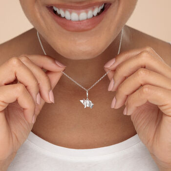 Sterling Silver Origami Pig Charm Necklace, 4 of 8