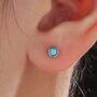 Tiny Aqua Green Opal Screw Back Earrings In Sterling Silver, thumbnail 1 of 11