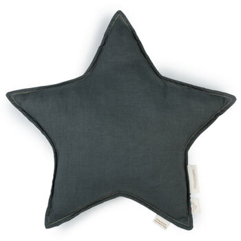 Organic Linen Star Cushion In Green Blue, 2 of 4