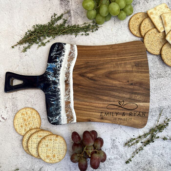 Custom Couples Name Resin Wood Cheese Board | For Anniversary, Wedding Gift, 4 of 7