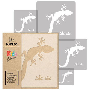 Reusable Plastic Stencils Five Pcs Gecko With Brushes, 2 of 5
