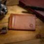 Tan Saffiano Leather Card Holder With Rfid Protection, thumbnail 1 of 5