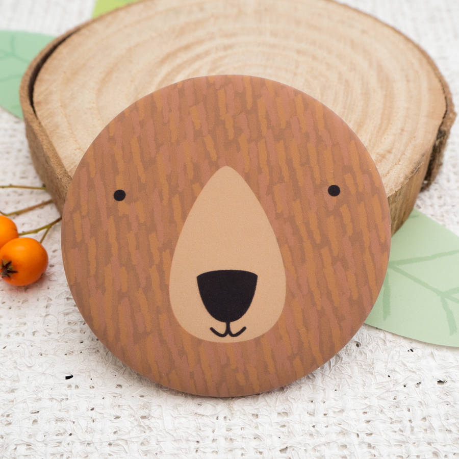 Brown Bear Pocket Mirror By Joanne Hawker