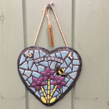 Personalised 'Bee Happy' Mosaic Hanging Heart, 2 of 6