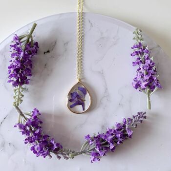 Pressed Flower Necklace With Violet Flower, 2 of 3