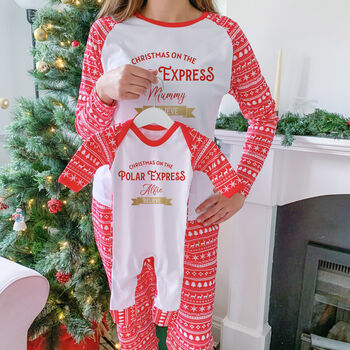 Personalised Family Christmas Pyjamas Polar Express, 2 of 7