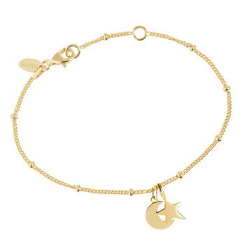 Initial Moon And Star Bracelet Silver Or Gold Vermeil, 4 of 5
